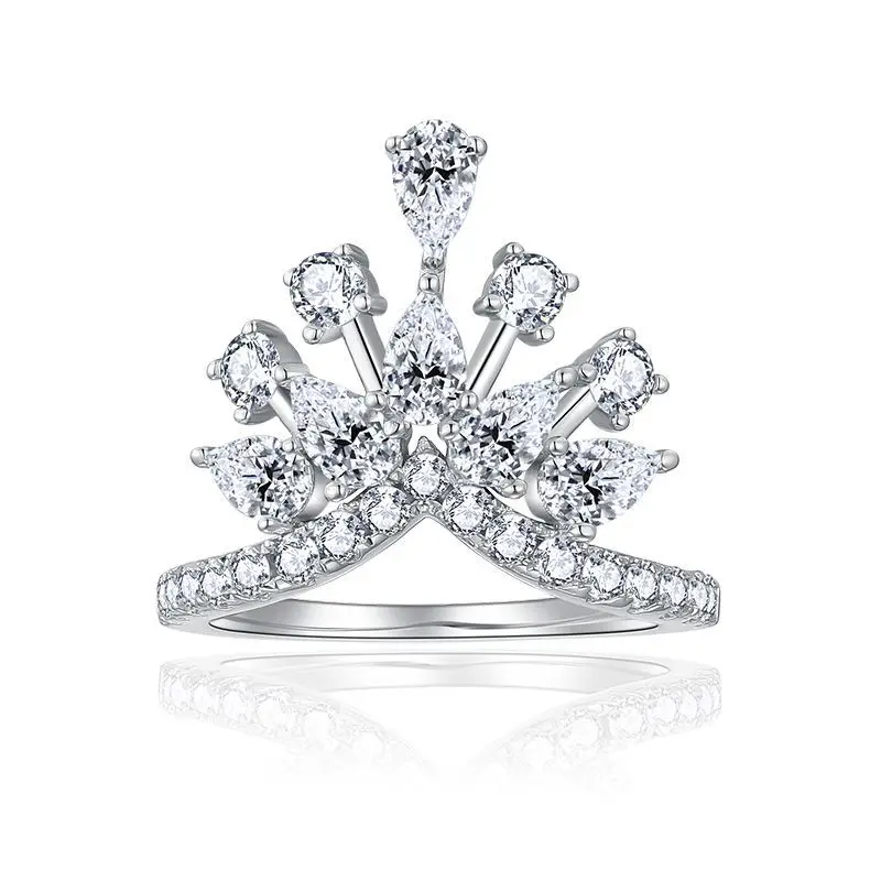 

2024 new Luxury Crown Water Drop Moissanite Diamond Ring for Women S925 Silver Plated 18k Gold Diamond Anniversary Fine Jewelry