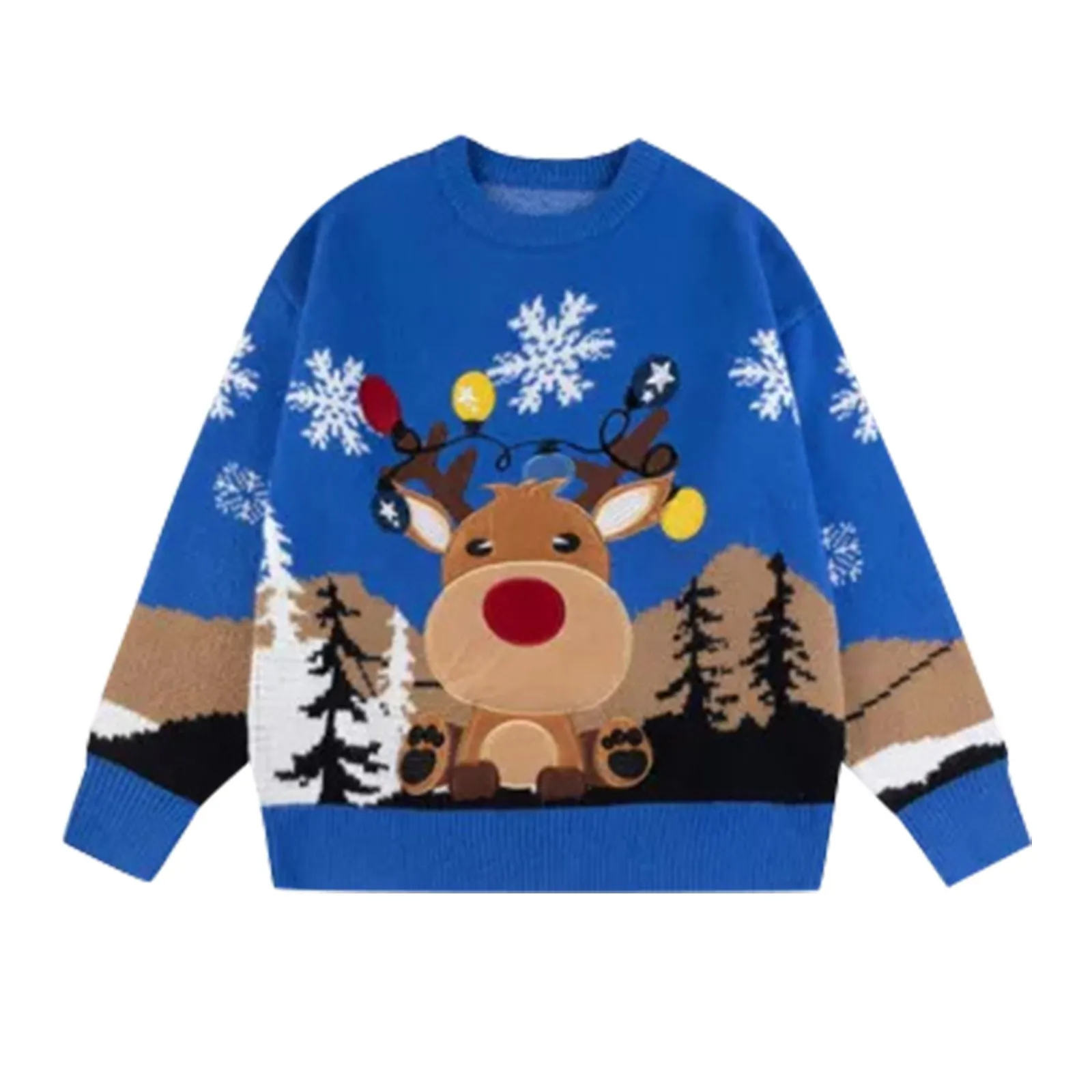 

Christmas Sweater Fawn Jacquard Pullover For Men Warm And Funny Holiday Sweaters Top Coats Thermal Warm Autumn And Winter Tunic