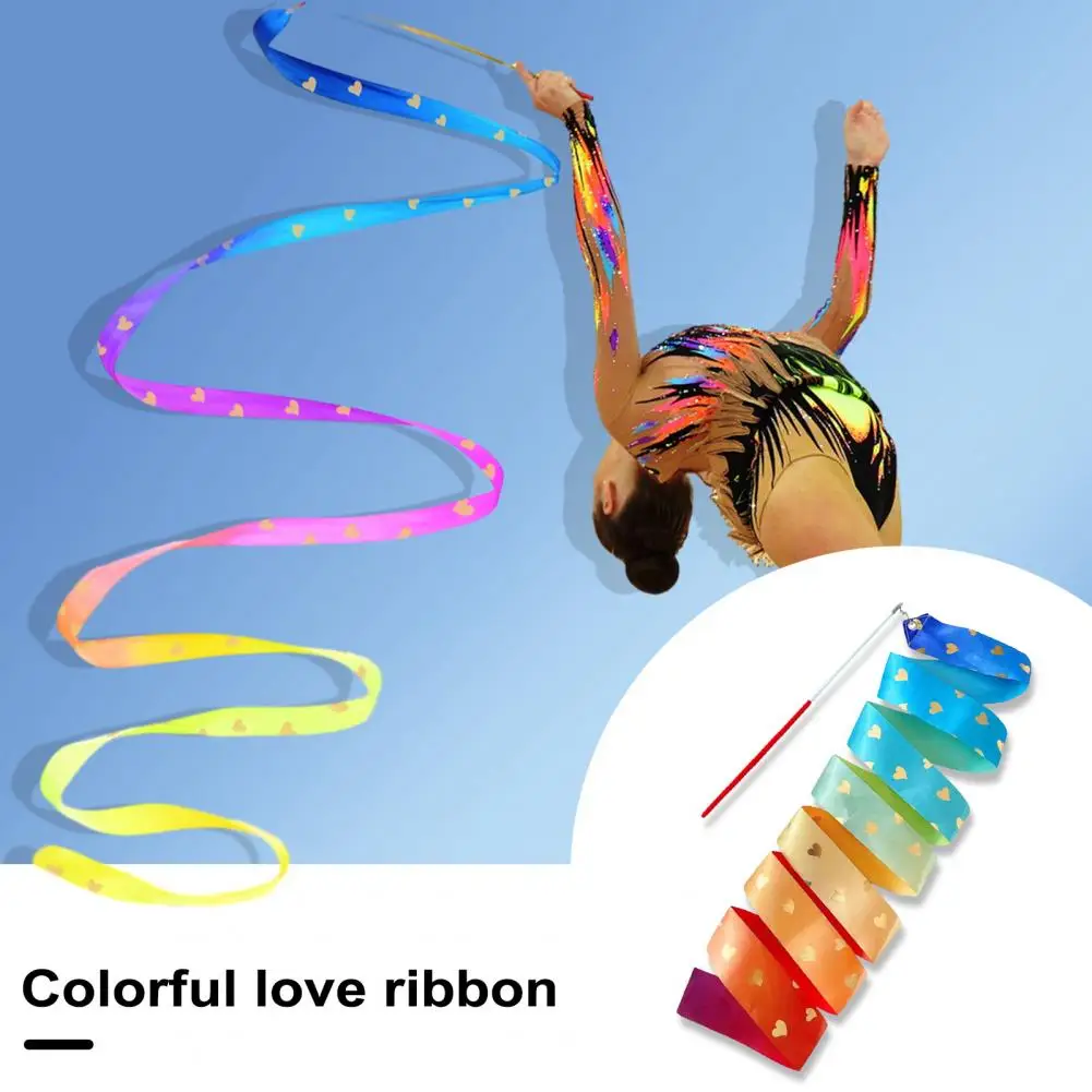 10pcs Rainbow Dance Ribbons Streamers, Ribbon Wand, Kids' Gymnastics Ribbon  Sticks With Non-slip Handle