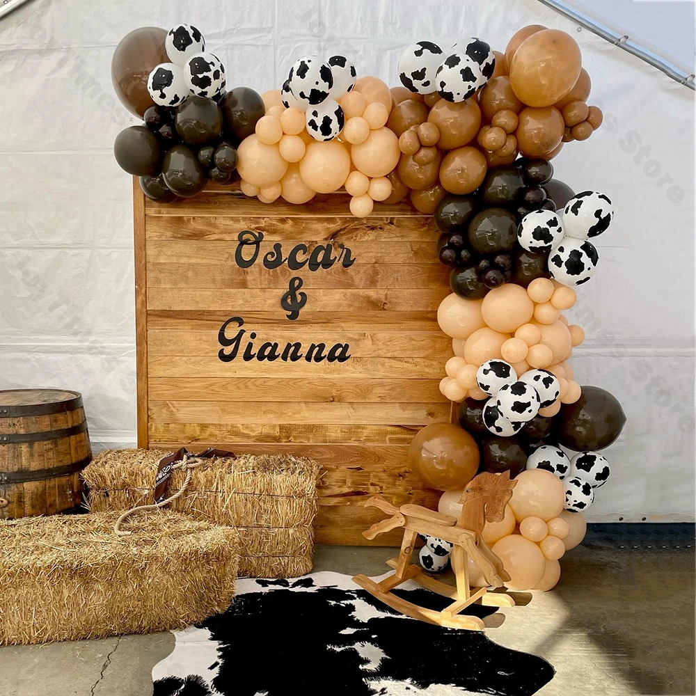 Guirlande De Ballons De Course De Chevaux, 126 Pièces, Kit En Arc, Noir, Blanc, Blush, Marron, Pour Fête De Cowboy Occidental, Décorations D' Anniversaire Sauvages