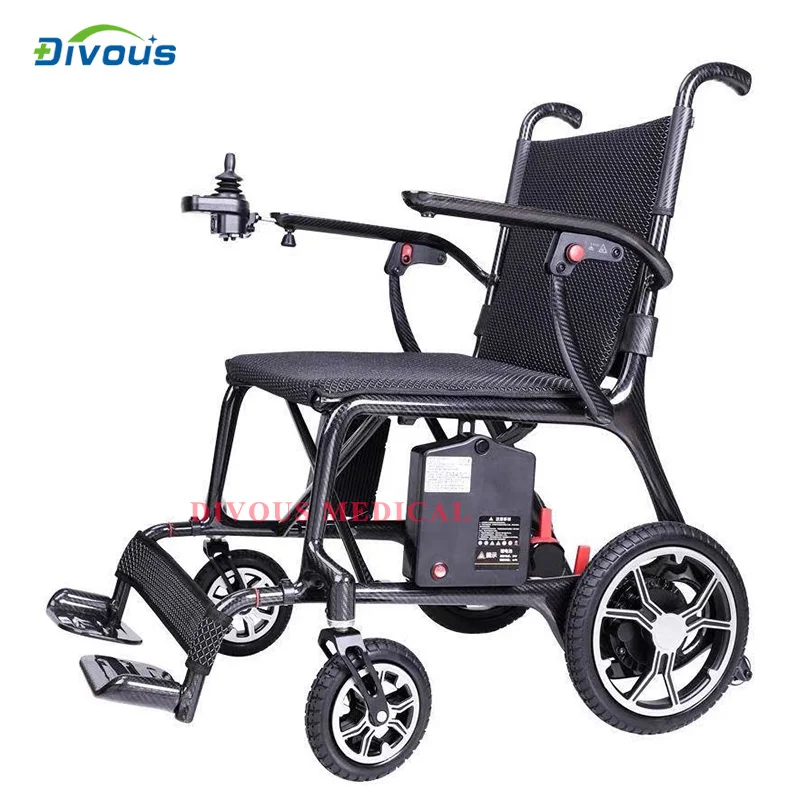 New Carbon Fiber Model 10KG N/W Ultralight Airplane Wheel Chairs Portable Electric Wheelchair for Handicap