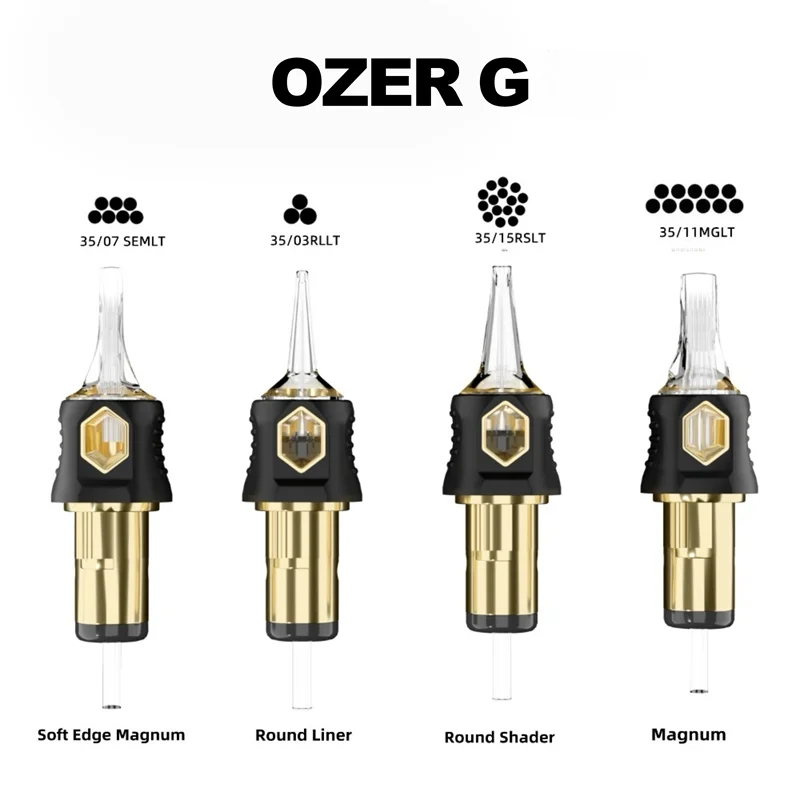 OZER Tattoo Tattoo Cartridge Needles 20Pcs/lot Disposable Needles with Membrane Safety Cartridges for Round Liner