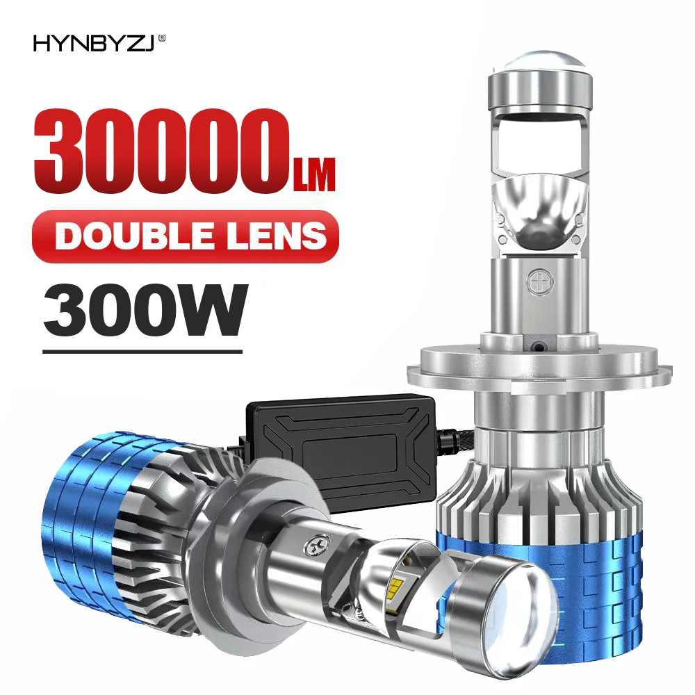 HYNBYZJ  300W H7 H4 LED Headlight Mini Lens Projector H9 H11 9005 9006 Auto Low Beam Canbus Bulb For Car/Motor 12V 24V