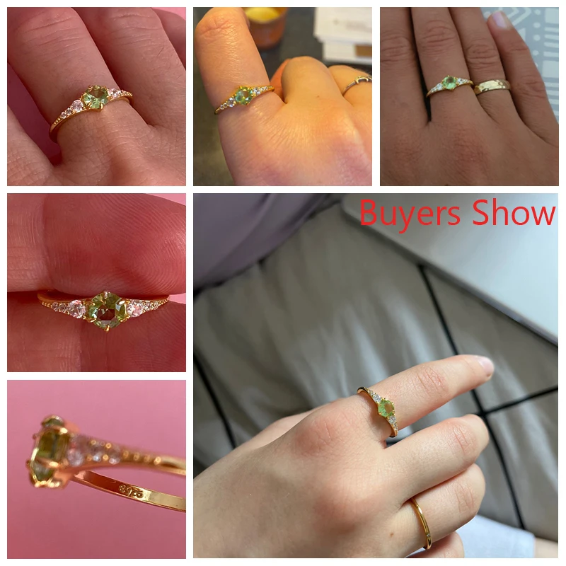 Aide 925 فضة الطازجة النعناع الأخضر الزركون خواتم...