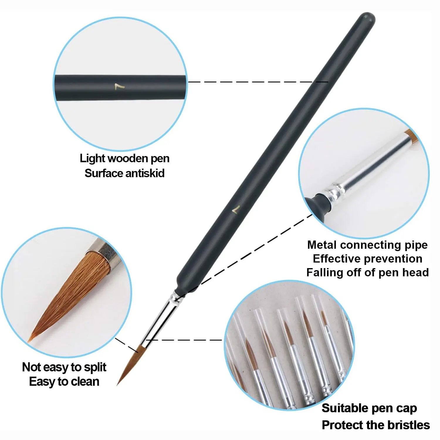 44가지 크기의 미니어처 디테일 페인트 브러쉬, 수채화, 아크릴, 미술 그림 모델 드로잉용 나무 미세 팁 페인트 브러쉬