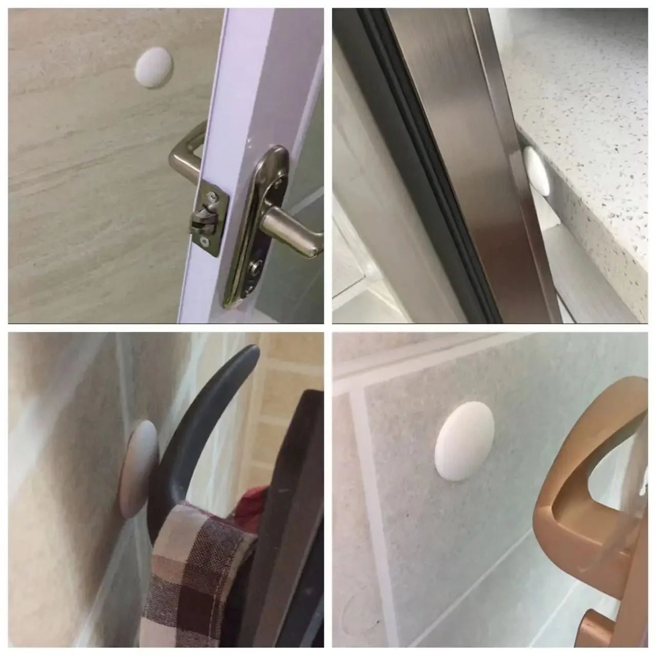 10pcs White Soft Silicone Wall Protector Self-adhesive Door Handle Bumper Protective Plug Non-slip Round Doors Stop Muffler