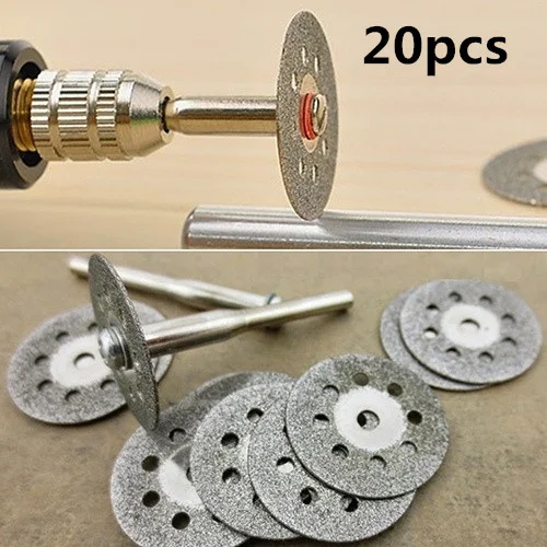 20 Pcs Mini Circular Blades Diamond Cutting Discs Corundum Dental Grinding Tablets