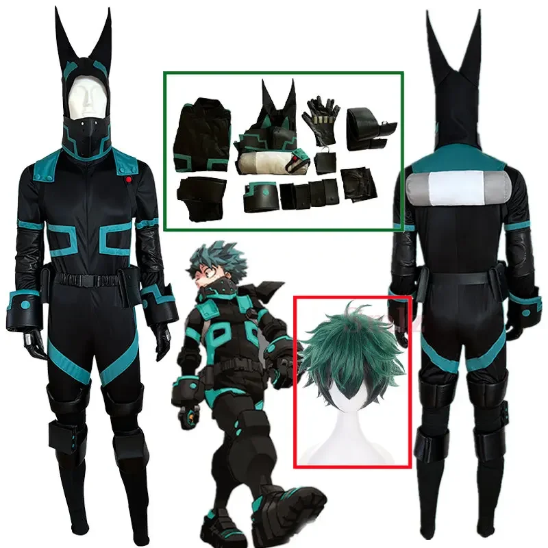 

High Quality Midoriya Izuku Cosplay Anime My Hero Academia Cosplay Costume Black Man Woman Costume Set Halloween Wig Props