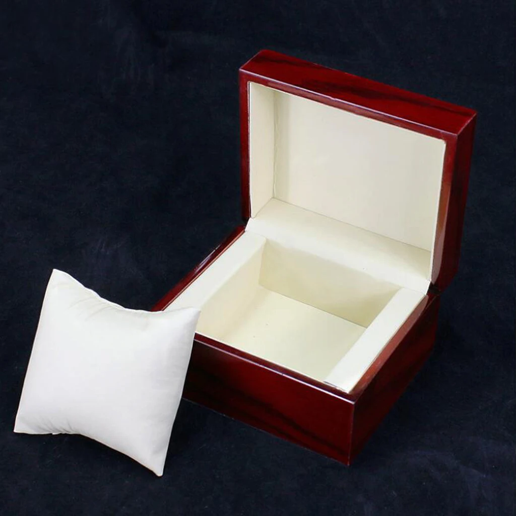 Watch Storage Box Watch Display Stand Wine Red Wood Single Watch Display Case Wooden Watch Box Bracelet Storage Organiser Box for Valentine Day, Birthday, Christmas