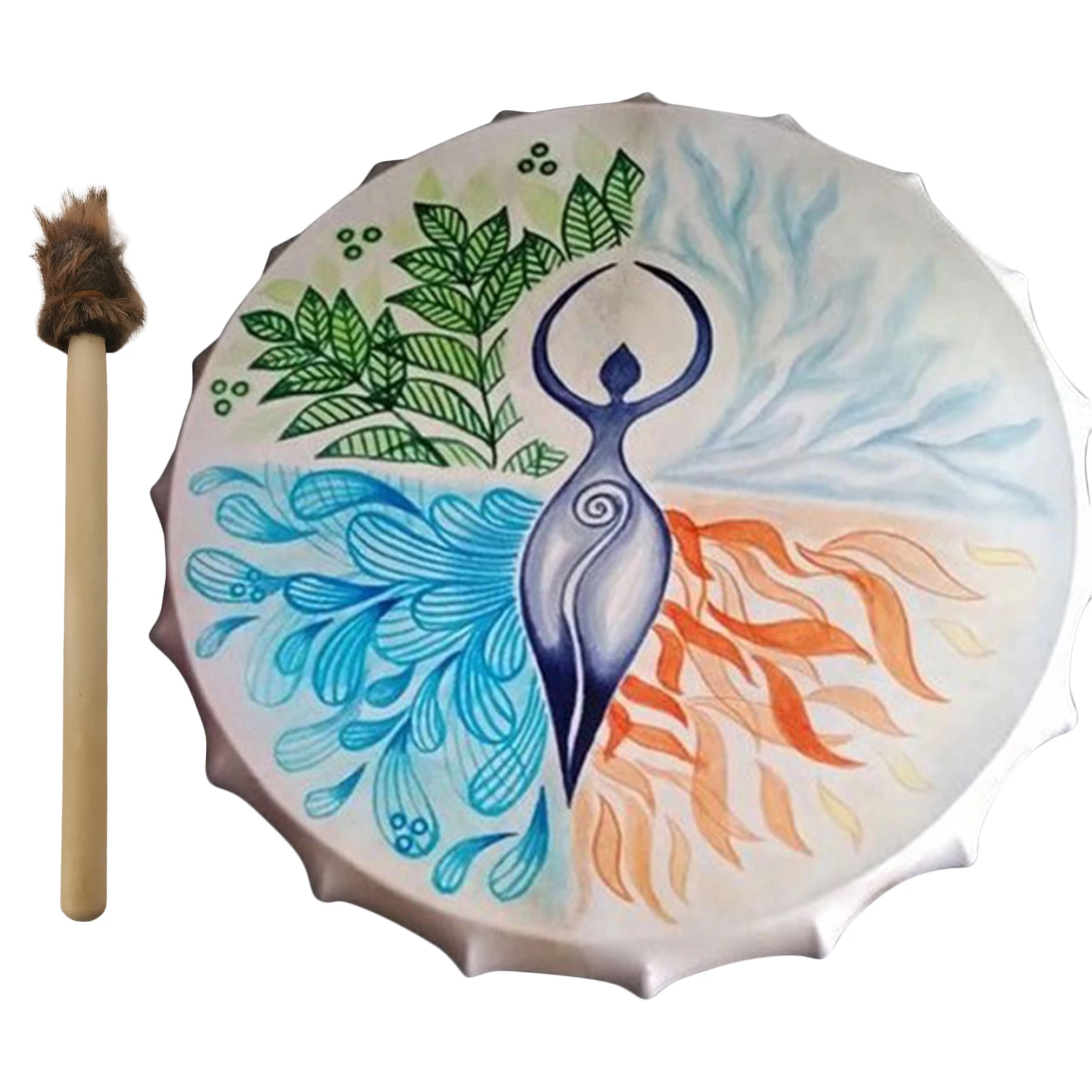 Shaman Drum Tree Of Life Decoration Design Handmade Shamanic Drum Symbol Of The Siberian Spirit Music With Drumstick