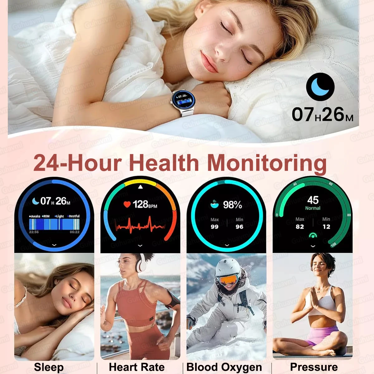 Luxury ladies' Smart Watch 1.43 Inch 466×466  Amoled Screen Bluetooth Call Blood Oxygen/Pressure Monitoring For Xiaomi Wristband 4