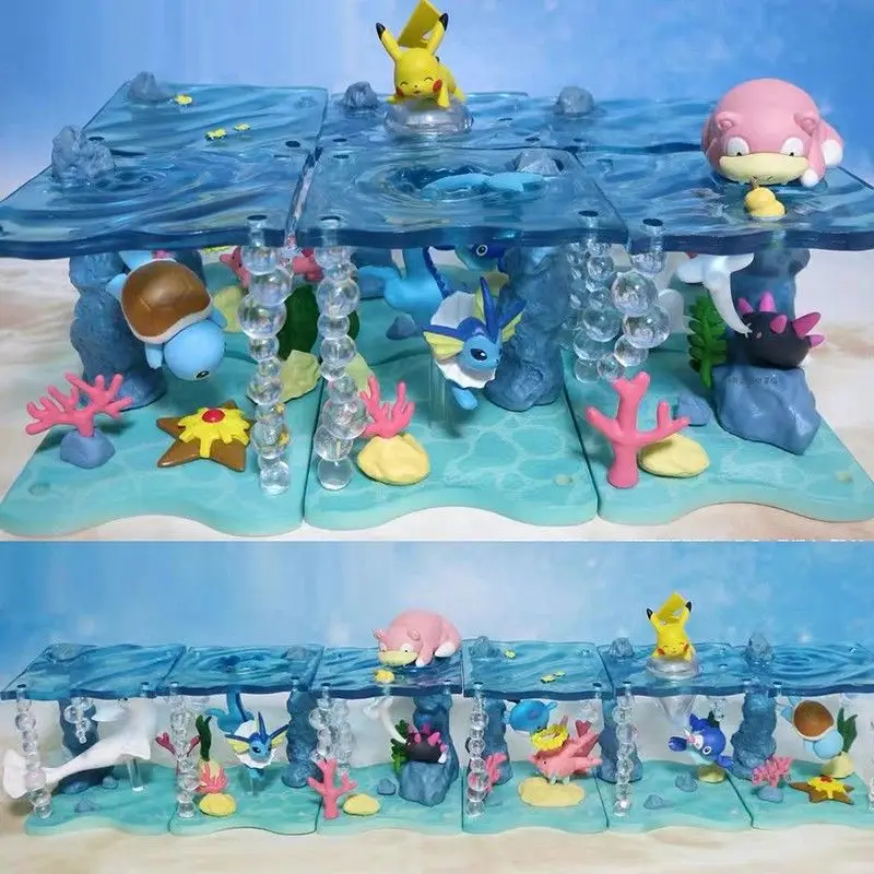 

Коллекция 2022 года, 6 шт., милый аквариум Pokemon Kawaii, подводный мир, Dewgong, Сквиртл, Vaporeon, для мальчиков и девочек, праздничный подарок, семейная фигурка