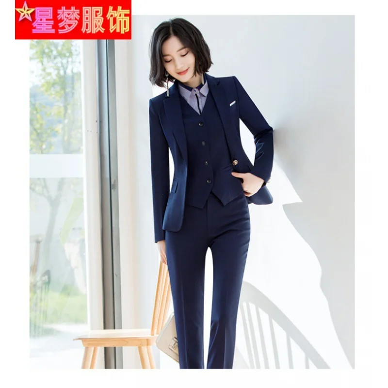 960 Business Wear Female Suit Temperament Vest Suit Interview Suit Formal Suit Hotel Front Stage Work Wear Clothes