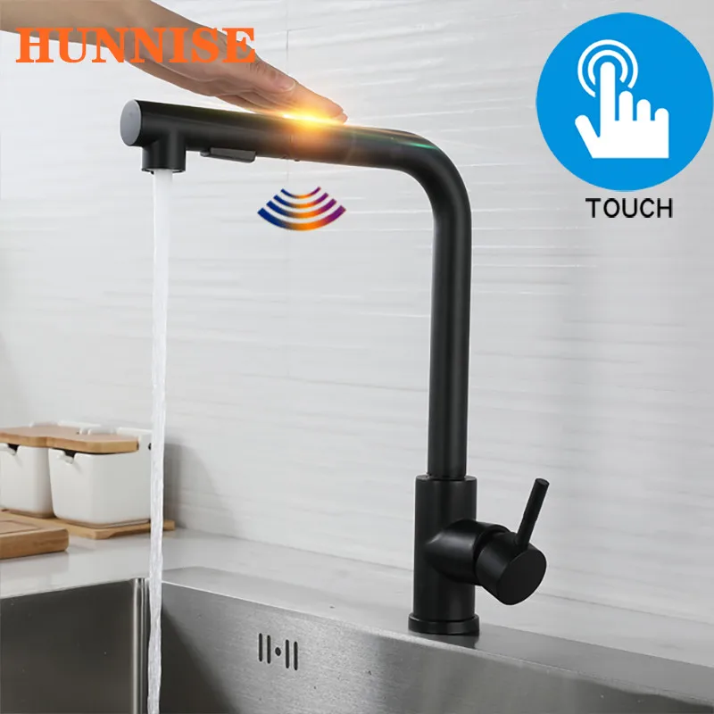 Touch Kitchen Faucets,brushed Nickel Pull Out Kitchen Faucet Sensor Hot Cold Kitchen Mixer Tap,smart Sensor Touch Kitchen Faucet