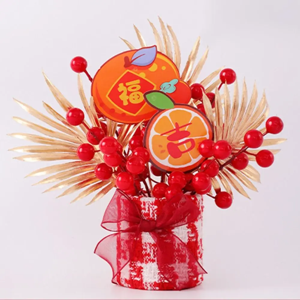 Creative New Year Lucky Decoration Chinese Style Simulated New Year DIY Material Bag Best Blessing Handmade House Decor Basket