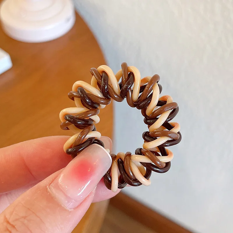 1PC Thick Telephone Women Wire Elastic Hair Band Colour Spiral Cord Stretch Rubber Band to Hold Heavy Girls Hair Accessories