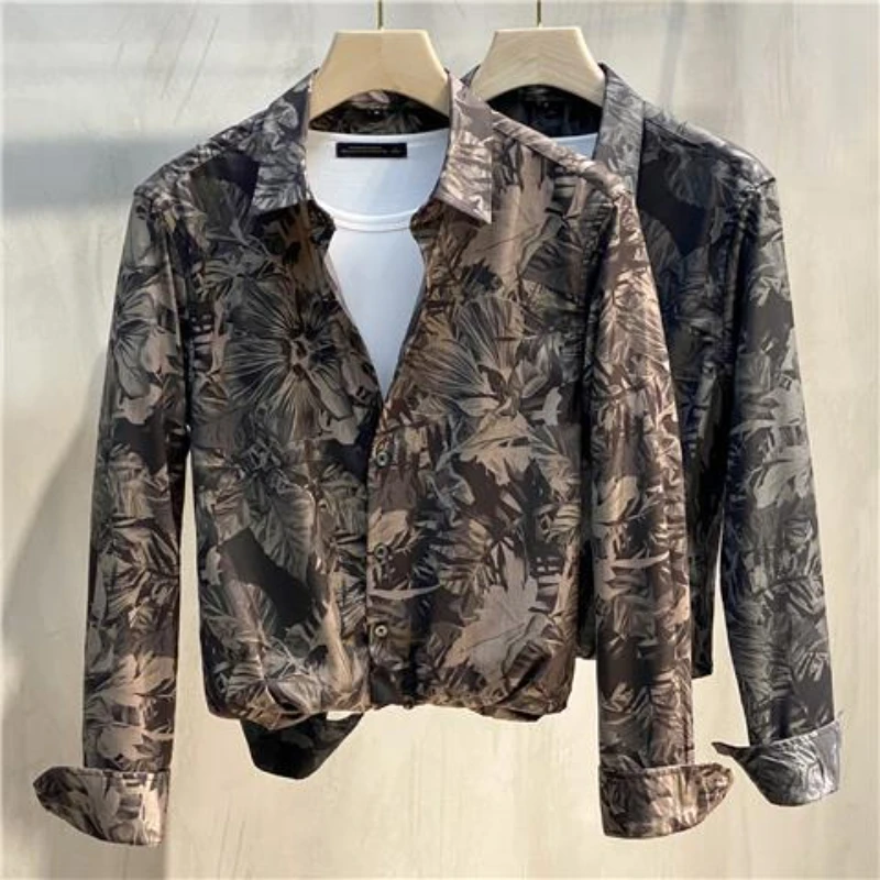 

2024 Long Sleeve Printed Shirts Casual Street Wear Male Handsome Wear Personalized Men's Fashion New Fashion Fall Tops N265