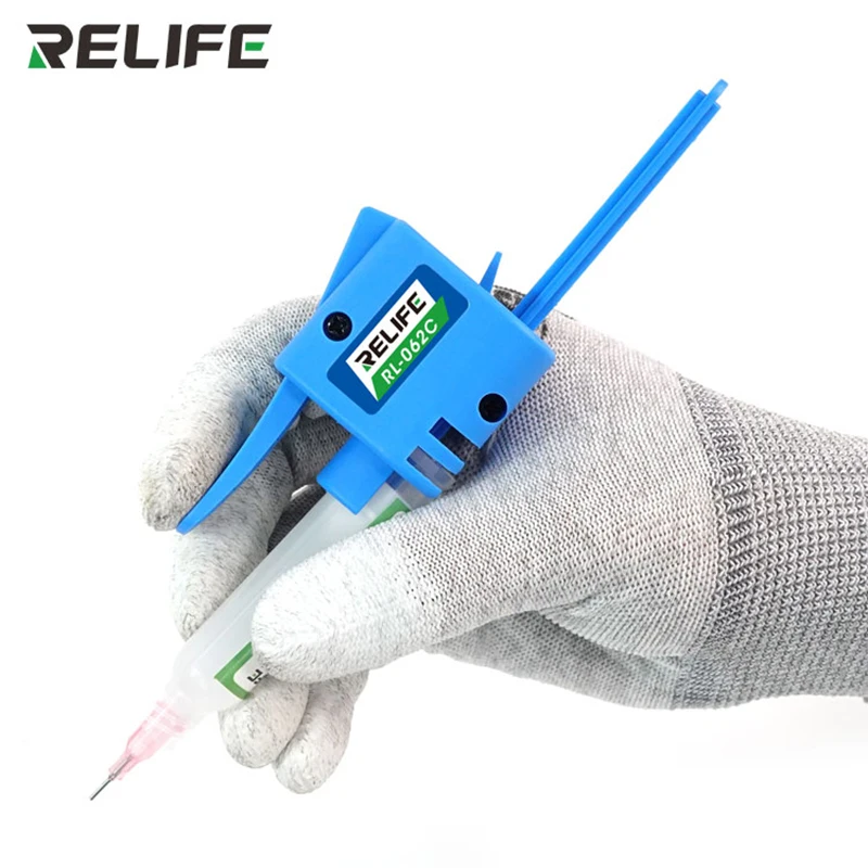 RELIFE RL-062C Manual Glue Gun Needle Booster Suitable For Mobile Phone Repair UV Solder Resistor Paste Screen Structure Sealant manual glue gun 30 55cc solder flux dispenser welding oil solder paste uv needle booster universal propulsion tools