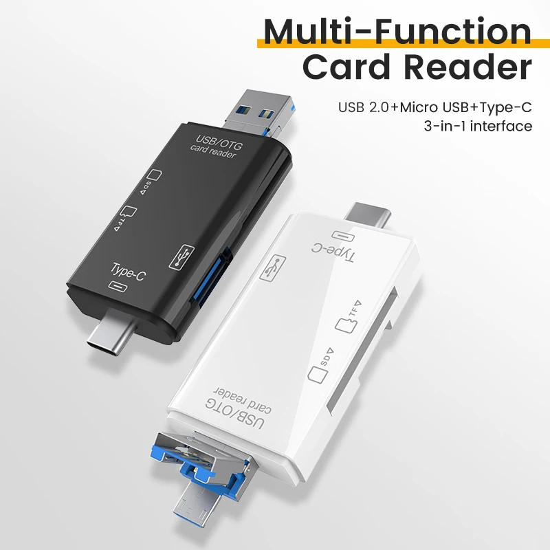 6 in 1 타입 C 카드 리더 OTG USB TF 마이크로 SD 스마트 메모리 카드 리더 어댑터, 휴대폰/노트북 액세서리용 마이크로 어댑터