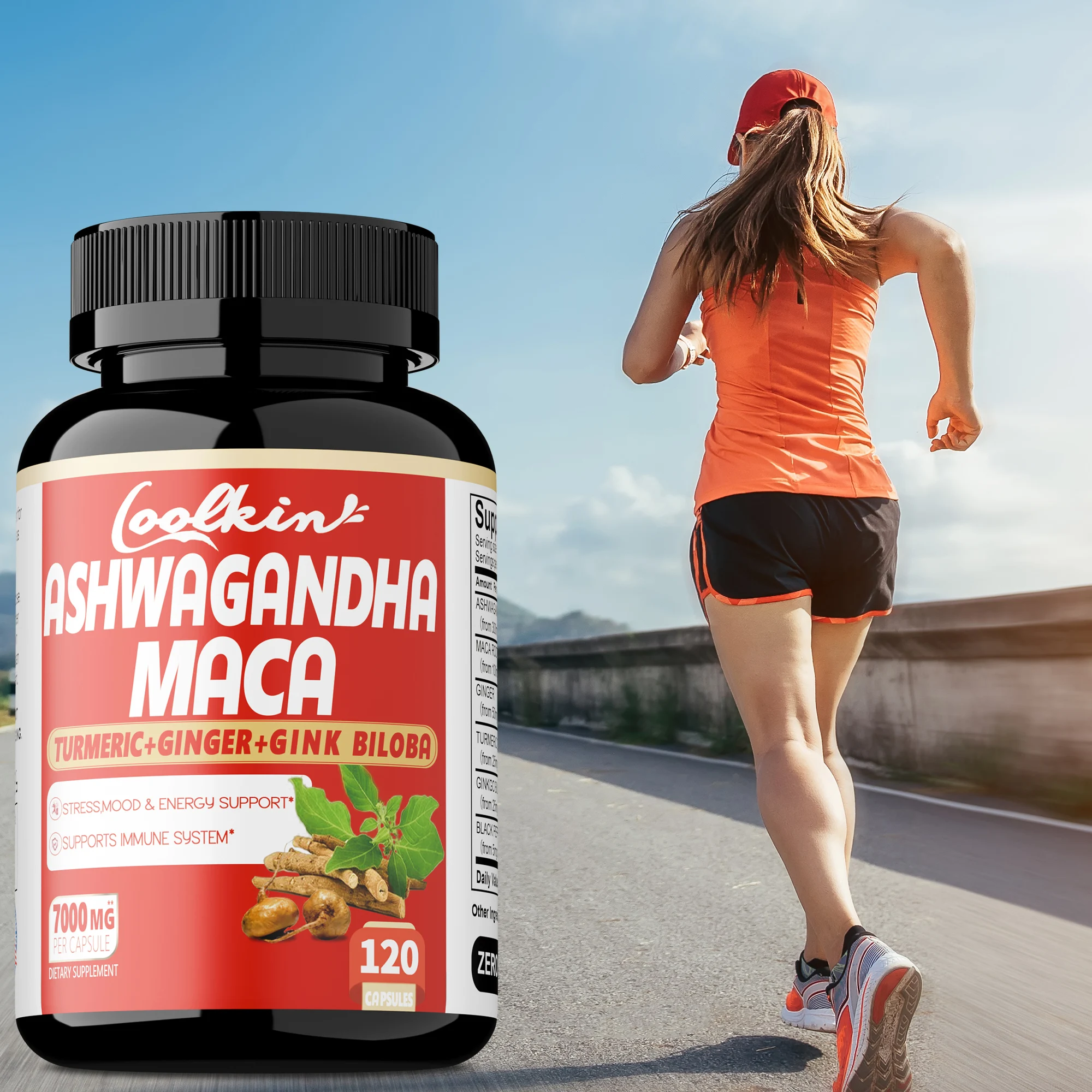 Ashwagandha and Maca-Supports Natural Health, Energy, Performance and Mood Supplements, Enhances Blood Flow-120 Capsules