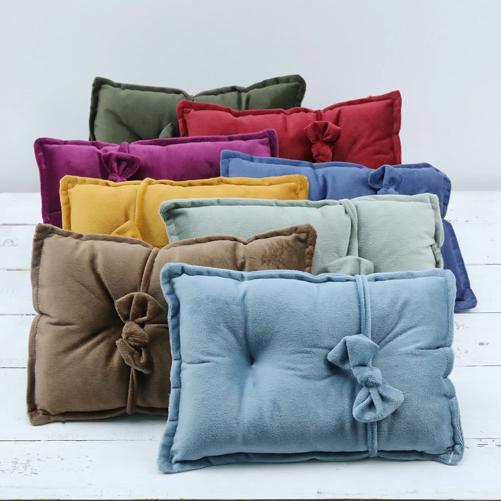 Newborn Photography Props Velvet Pillow Bowknot Hairband Baby Studio Shooting Basket Cushion Mat Photoshoot Accessories Set 1