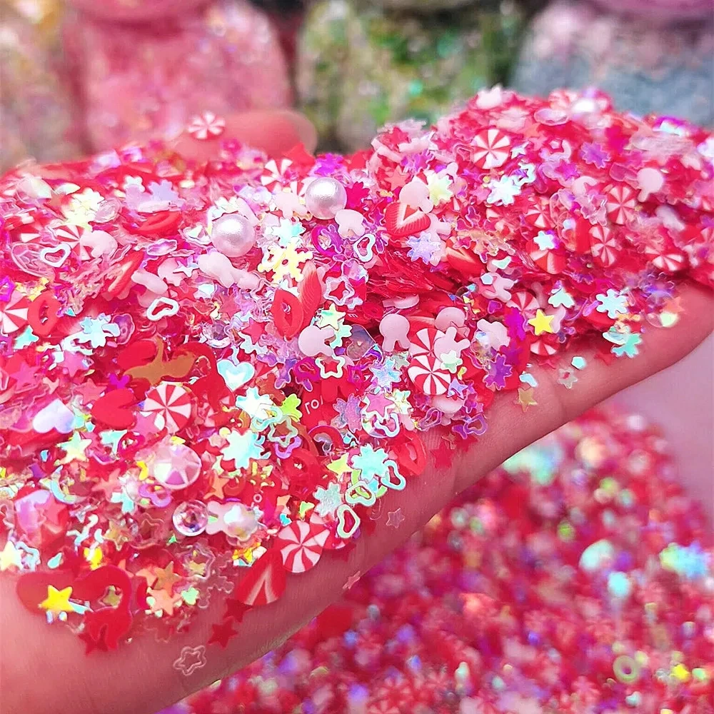 Leuchtender Nagel-Glitzer-Pailletten-Polymer-Ton, gemischte Blumen-Gillter-Pailletten, fluoreszierende Flocken, leuchtet im Nagelkunst-Maniküre-Dekor – Detail 11