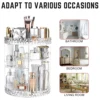 3 Tiers Rotating Makeup Organizer 360° Spinning Large Capacity Makeup Stand Clear Skincare Display Case with Compartment Design 6