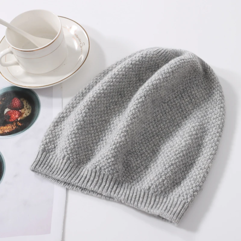 100% Wool Women's Winter Hat Knitted Warm Soft Luxury Cashmere Ski Beanies Bonnet Y2K Korea Fashion All Match Skullies Cap 2