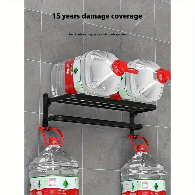 ราวแขวนผ้าขนหนูอลูมิเนียมอัลลอยด์แบบไม่ต้องเจาะ, ที่แขวนผ้าขนหนูแบบพับได้ติดผนังสำหรับจัดเก็บในห้องน้ำ 3