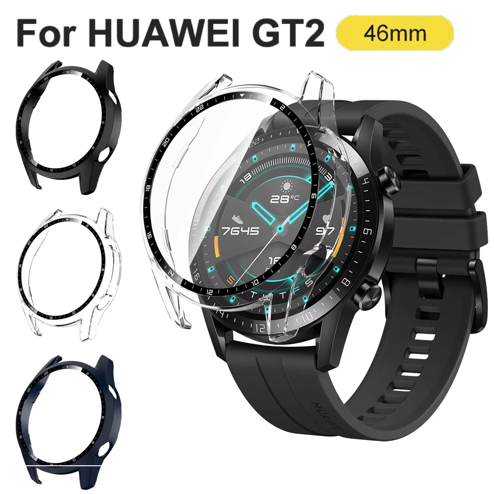 Tempered Glass Case For Huawei Watch GT2 46mm Cover Screen Protector Shell
