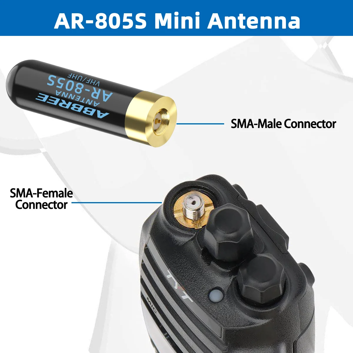 ABBREE AR-805S 미니 워키 토키 안테나 BAOFENG UV-3R Retevis RT82 Wouxun UV-9D PLUS 용 고이득 SMA-남성 듀얼 밴드 안테나