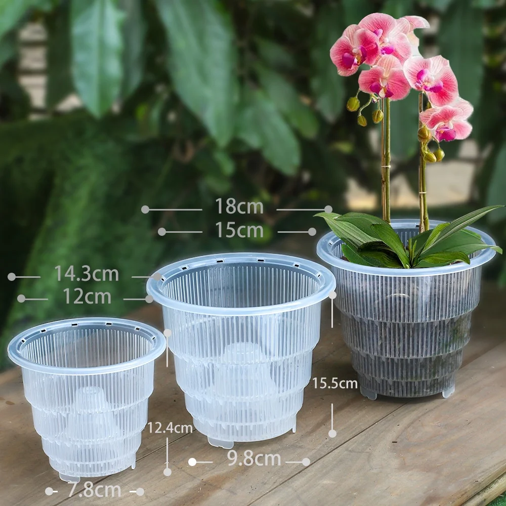 Description Picture 3 of itemOrchid Flower Pots Mesh Planters Garden Pots Plastic Transparent Breathable Container Drainage Hole Orchid Cattleya Planting