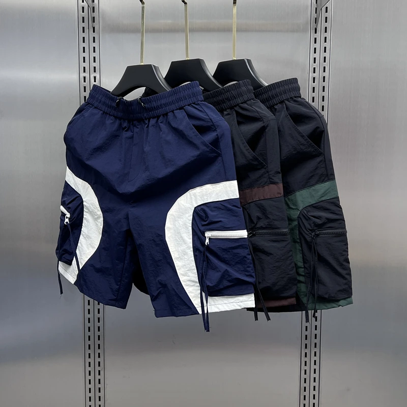 

2024 Men's Summer Fashion Quick-drying Cargo Shorts Male Patchwork Loose Beach Short Pants Men Multi Pocket Thin Shorts G126