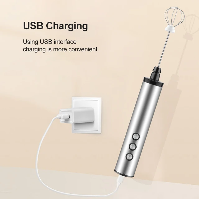 Frullatore elettrico portatile 3 in 1 per montalatte con mini caffettiera elettrica USB Frusta per caffè Cappuccino Crema 5