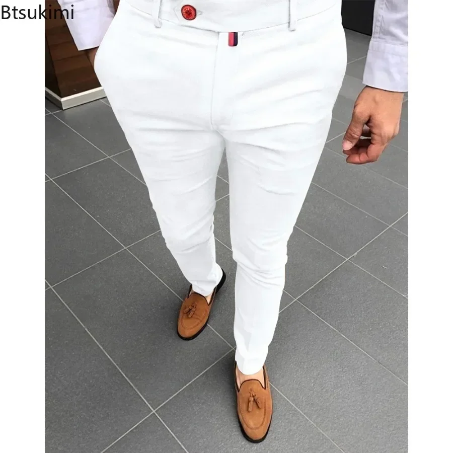 Men's Fashion Casual Trousers Daily Office Business Formal Pants Solid Slim Pencil Pants Men Versatile for Four Season casual pants formal trousers