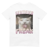 Certified Freak Funny Cat T-shirt Unisex Men Women Opium Merch Fashion Big Size Top Short Sleeve Letter Print Tee S-3xl 2