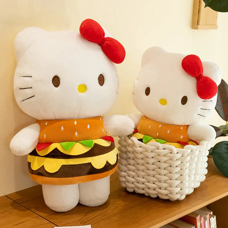 40-65cm Hello Kitty Pillow Hamburger Modeling Kt Cat Doll Holiday Gift Sofa Decoration