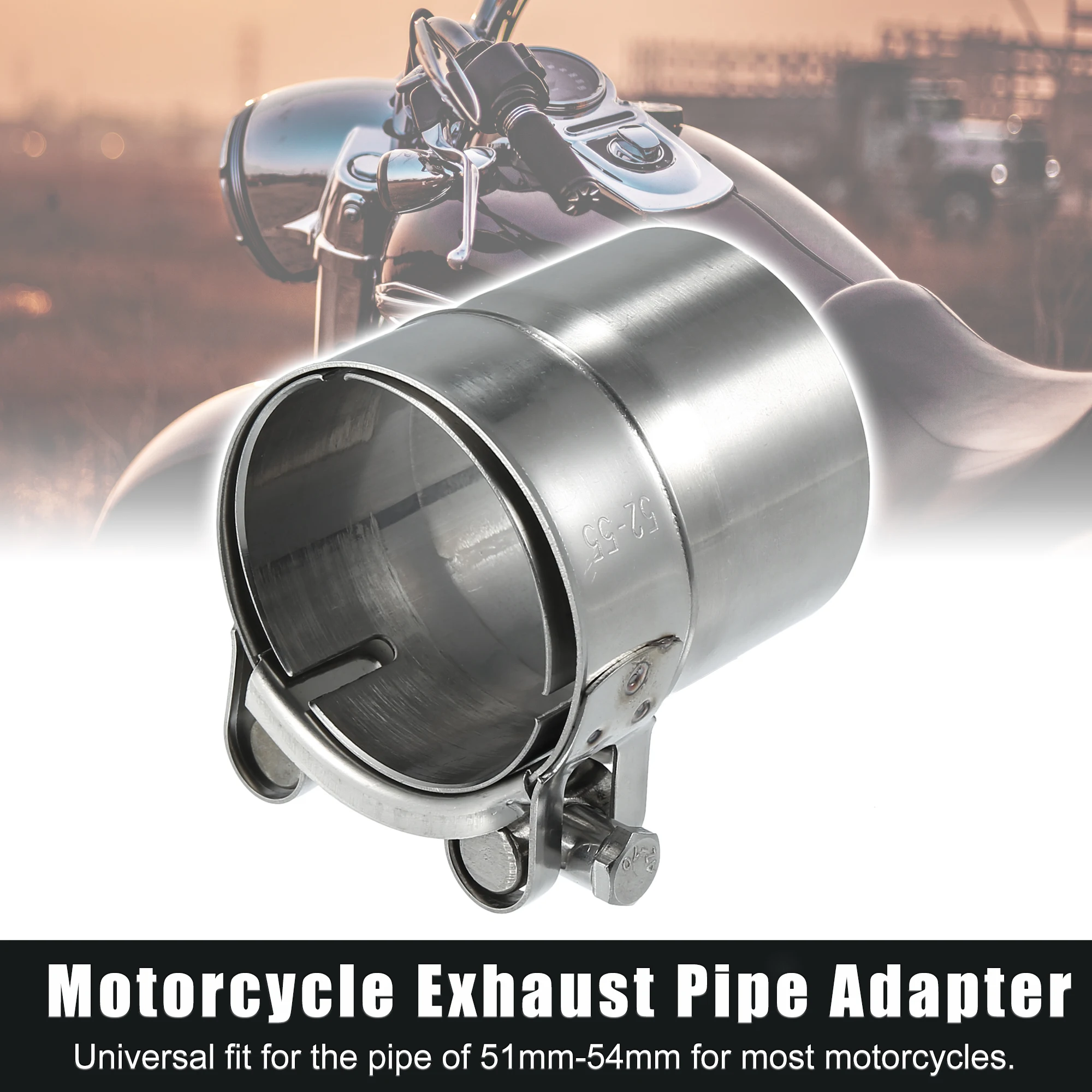 adattatore marmitta moto 52mm,riduttore marmitta moto,Adattatore di scarico 51mm a 60mm Adattatore per tubo di scarico in acciaio inossidabile Sostituzione del silenziatore di riduzione del