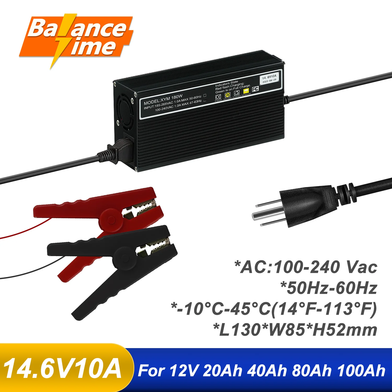 

4S 14.6V 10A LiFePO4 Battery Charger AC 110V-220V For 12V 20Ah 40Ah 80Ah 100Ah 12V 10A LiFePO4 Pack Quick Fast Charger