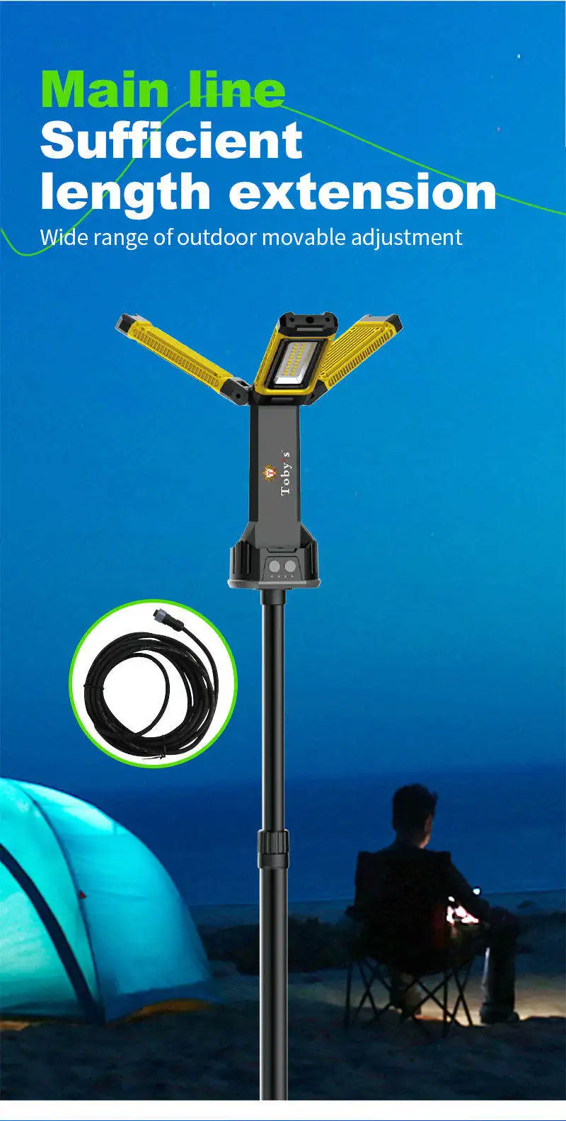 2024 NEW BRAND TOBY'S hot sell 100W led camping lamp vip 12 max Factory 12V/220V COB outdoor travel work camping light case 4