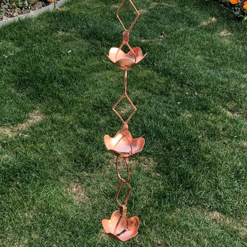 2.6m Handmade Copper Falling Water Rain Chain Copper Pendant Decoration