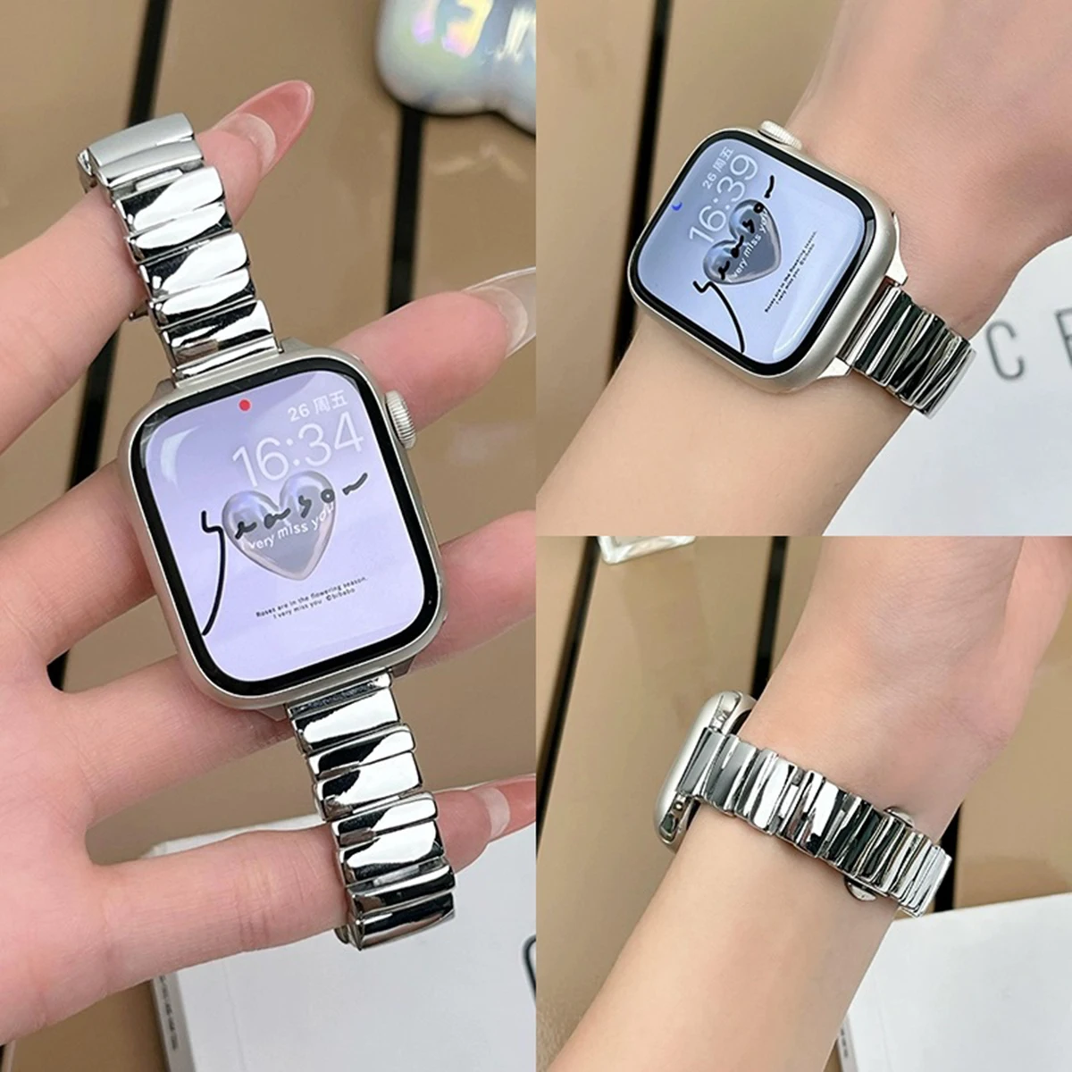สายนาฬิกาโลหะ Apple Watch ยืดหยุ่น ทนทาน หลายขนาด