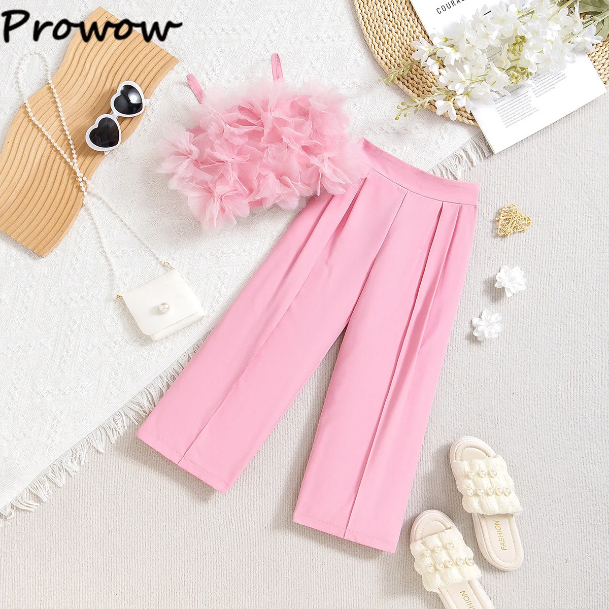 Girls’ Pink Lace Vest & Pants Set 2