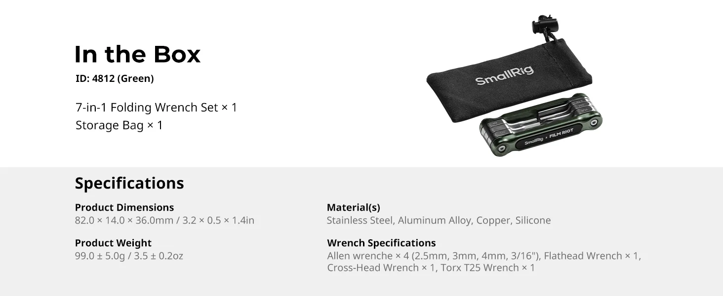 SmallRig faltbares Schraubendreher-Set x FILM RIOT 7-in-1-Klappschlüssel-Set mit mehreren Winkelpositionierung, Metall-Universal-Kit 4812 – Detail 9