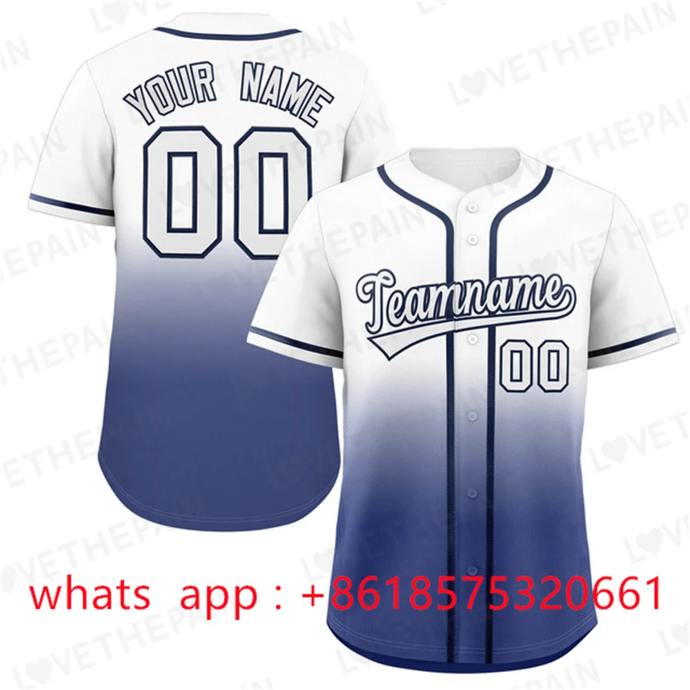 thumbnail image 1 of Camiseta de béisbol con degradado, camiseta personalizada del equipo, impresión de nombre personal, número, rayas, ropa deportiva de hip hop, camiseta de béisbol para hombres, mujeres y niños, 1 of 5