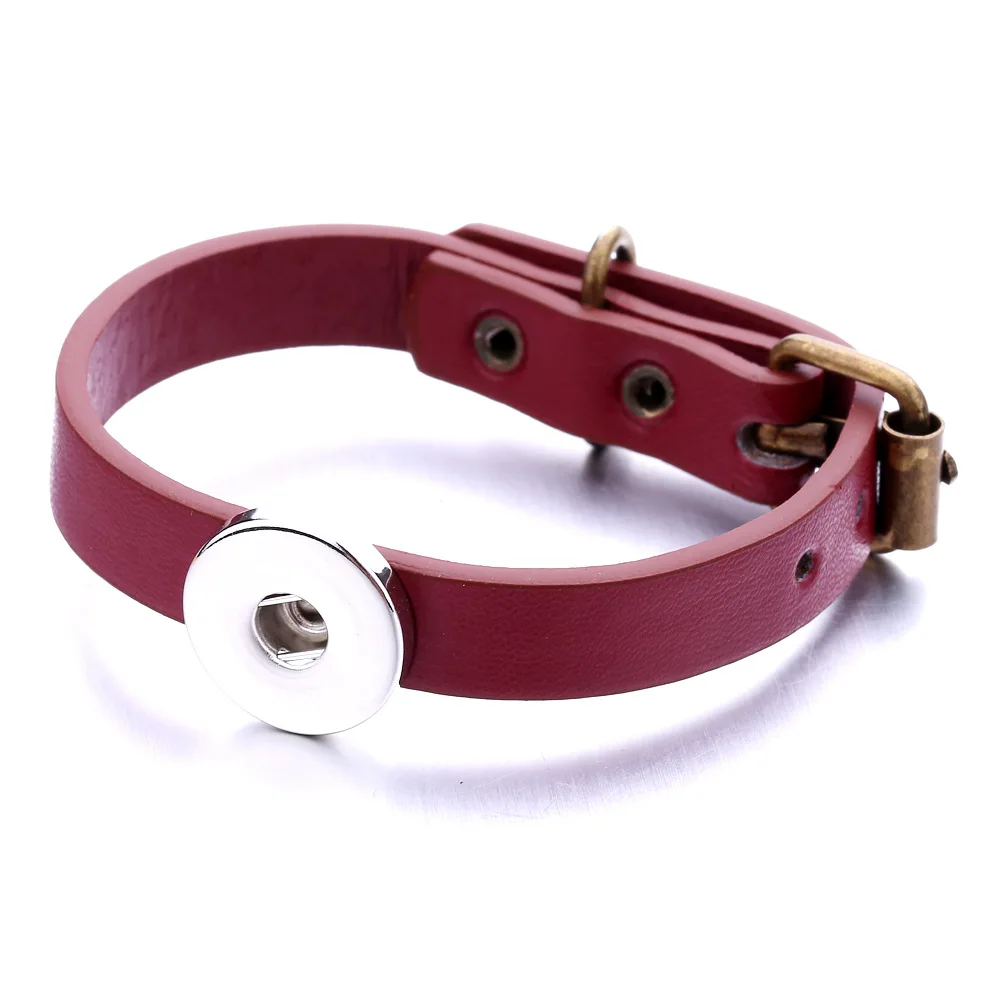 15pcs Snap Button Jewelry Bracelets 18mm Snap Button PU Leather Bracelet  Women Men Snaps Jewely