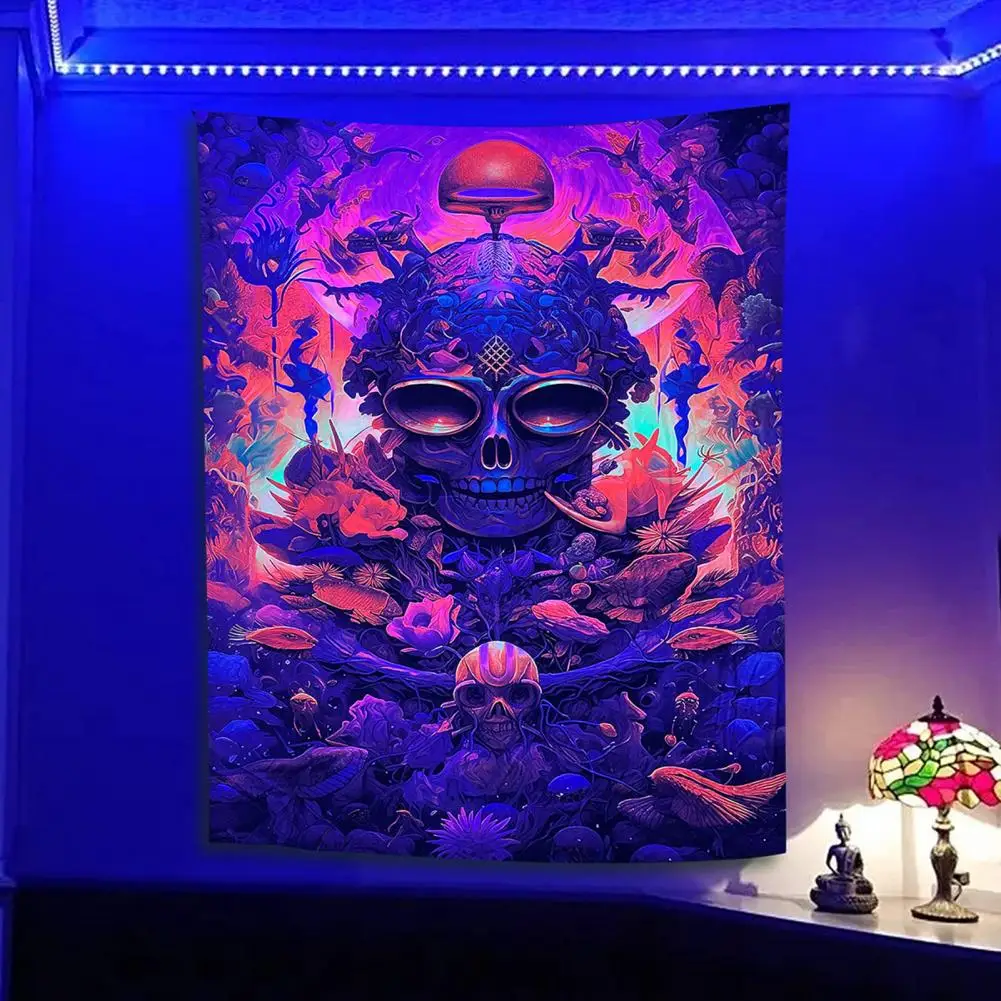 

Uv Reactive Tapestry Home Decoration Tapestry Uv Fluorescent Halloween Skeleton Tapestry Create Spooky with Fade-resistant