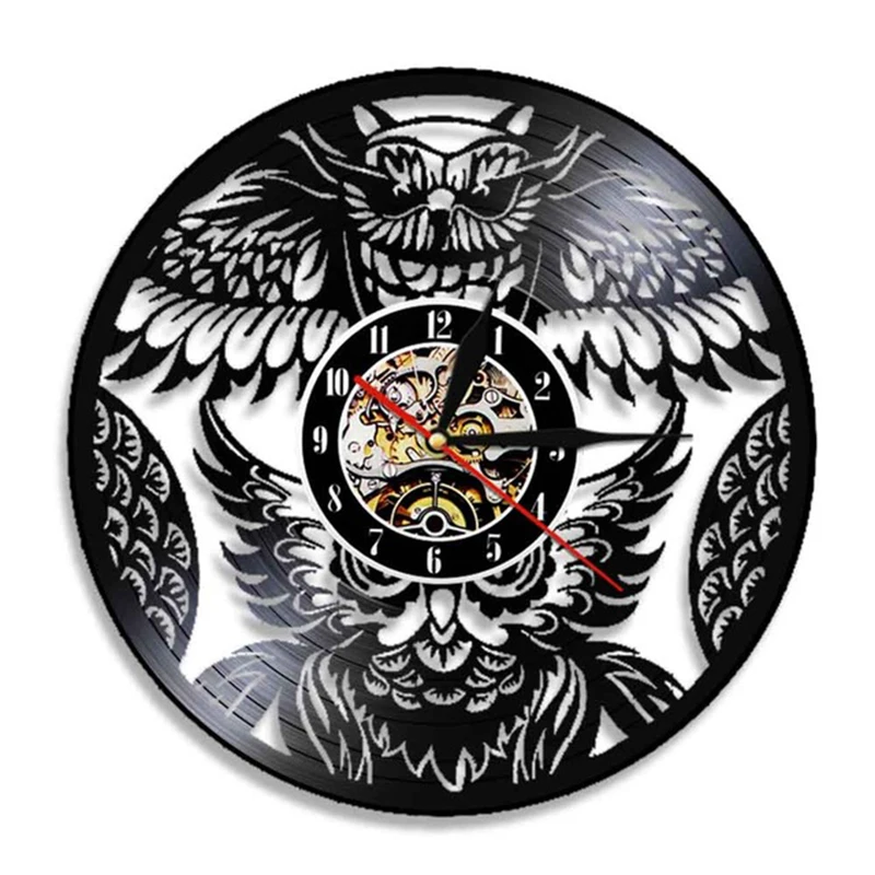 

Night Owl Vinyl Record Wall Clock A Bird Of Minerva Kids Room Nursery Room Animal Artwork Decor Vintage Album Record Timepieces