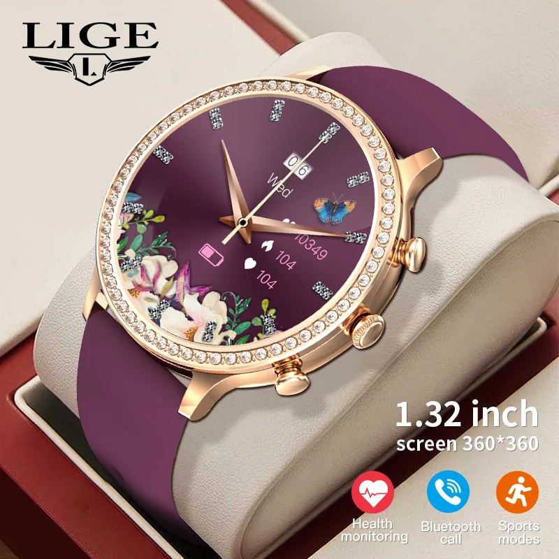 

LIGE Smart Watch Women Bracelet Voice Assistant Custom Dials Blutooth Calls Waterproof Watches Women's Watch Smartwatch Woman
