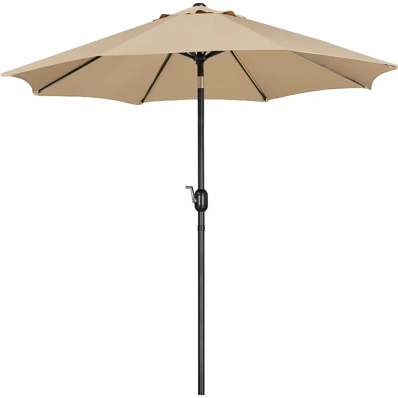 9FT Patio Umbrella Outdoor Umbrella Patio Yard Market Table Umbrella with Push Button Tilt & Crank